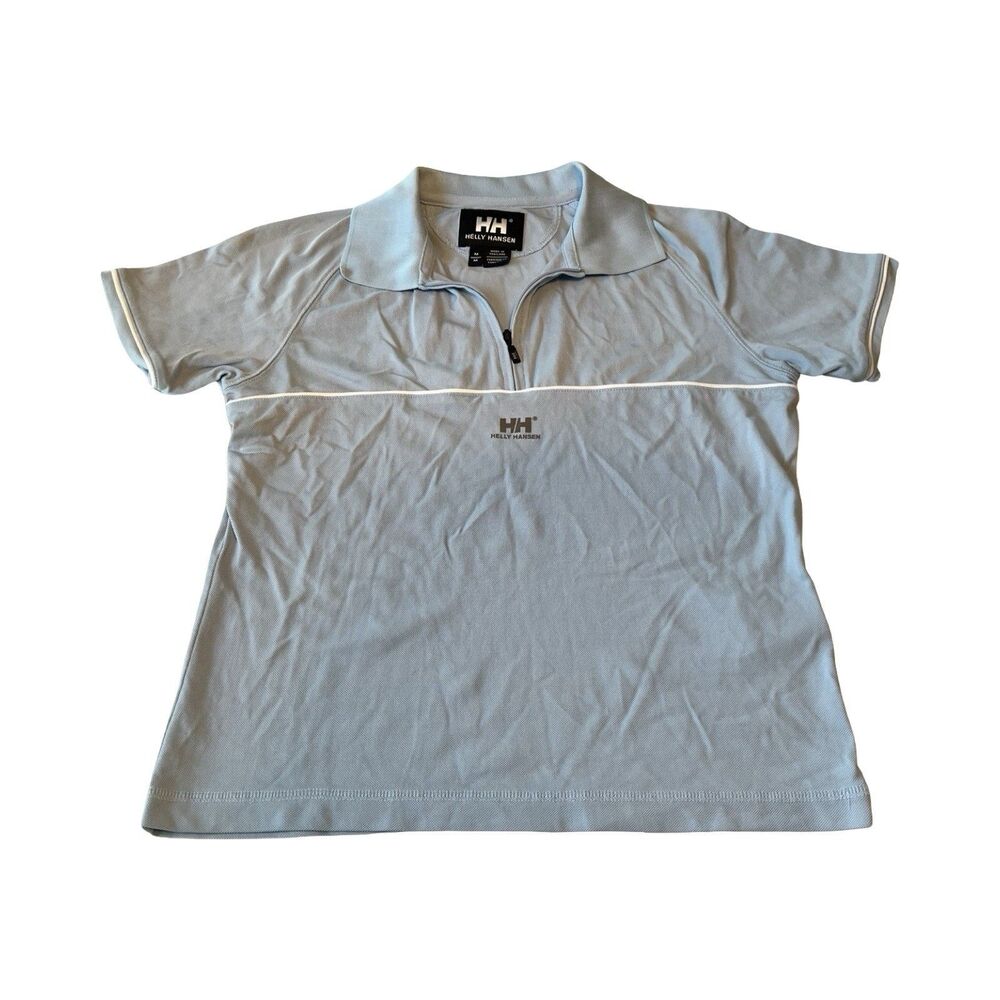 Helly Hansen BOYS M Light Blue Quarter Zip Short Sleeve Nylon Polo Shirt